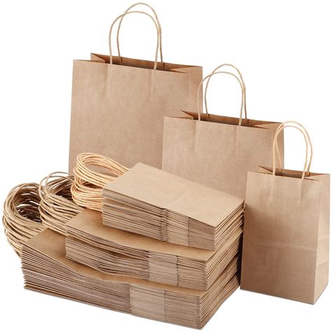 PRICES MAY VARY. ♻️【SUPER-VALUE PACK】90pcs kraft paper bags, in 3 sizes: Small 5.2x3.5x8", Medium 8x4x10", Large 10x5x12.6" (30 per size). Contains small, medium and large kraft paper bags to meet your different needs. 🎁 【HIGH-QUALITY MATERIAL】Our gift bags are made of 120 gsm paper, which is durable, recyclable, solid and safe to use. ♻ 【TOMNK CREATIVE PAPER BAGS】 These assorted sizes gift bags can stand independently and is easy to carry. We use durable heavy-duty glue to fix the twisted pape Brown Paper Bags, Small Paper Bags, Retail Bag, Retail Bags, Every Day Carry, Kraft Bag, Merchandise Bags, Brown Paper Bag, Brown Kraft Paper