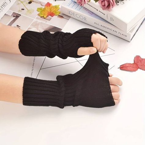 Temu | Explore the Latest Clothing, Beauty, Home, Jewelry & More Goth Gloves, Long Fingerless Gloves, Goth Outfit, Cold Weather Gloves, Fingerless Gloves Knitted, Fingerless Mittens, Long Gloves, Knit Sleeve, Winter Warmers