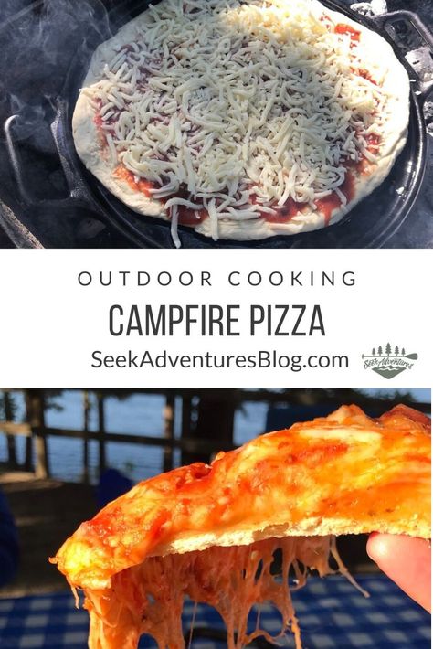 How To Make Pizza While Camping, Pizza Over A Campfire, Camping Pizza Recipes, Camping Pizza, Bubble Pizza, Campfire Pizza, Campfire Meals, Stuffed Breads, Camp Oven