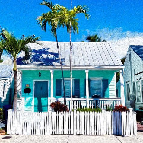 All Posts • Instagram 3d Beach Art, Key West Colors, Key West Art, Florida Bungalow, Exterior Paint Color Schemes, Case Creole, Key West Cottage, Key West House, Hemingway House