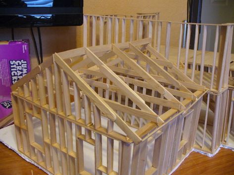 Scale Model House: 8 Steps (with Pictures) Scale Model House, Popsicle Stick House, Popsicle House, Stick House, Popsicle Stick Crafts House, Popsicle Stick Houses, Popsicle Crafts, Model House, Popsicle Stick Crafts