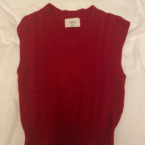 Artizia Red Cable Knit Sweater Vest By Wilfred. Size Xxsmall. Nwot Never Been Worn. Condition Excellent. Red Sweater Vest, Cable Knit Sweater Vest, Red Cable Knit Sweater, Knit Sweater Vest, Red Vest, Cable Knit Sweater, Red Sweaters, Sweater Vest, Cable Knit