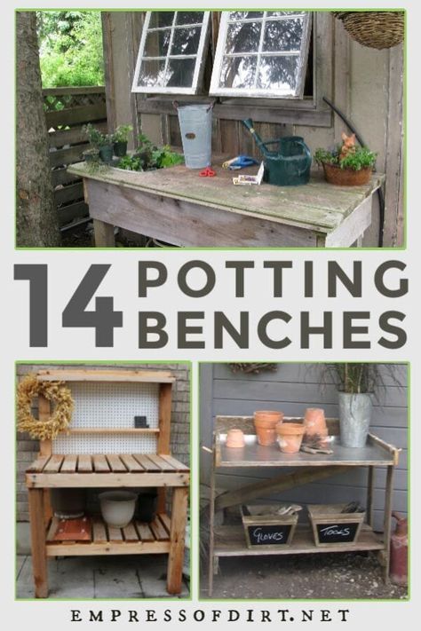 Potting Bench Bar, Potters Bench, Potting Benches Diy, Garden Diy Decoration Ideas, Garden Work Bench, Woodworking Plans For Beginners, Potting Bench Ideas, Pallet Potting Bench, Diy Potting Bench