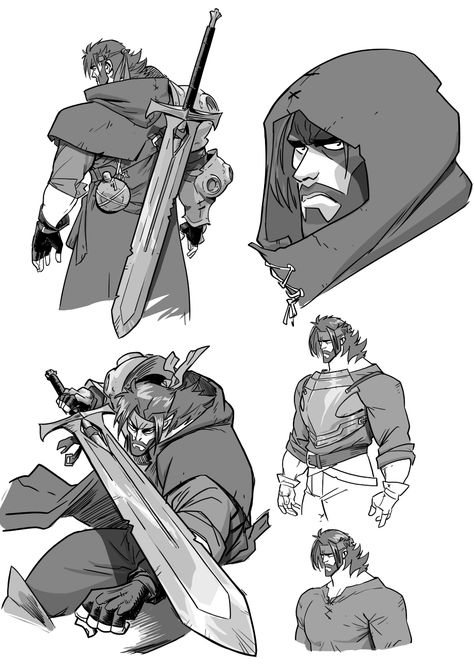 Character With Greatsword, Old King Character Design, Warlord Character Design, Evil King Character Design, Warrior Drawing Male, Swordsman Character Design, King Drawing Character Design, Greatsword Character, Badass Character Design