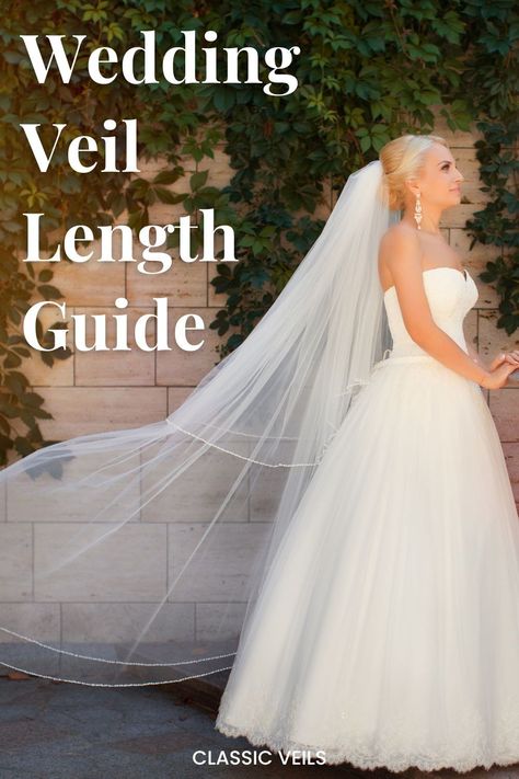 Spaghetti Strap Wedding Dress With Veil, Vail Over Face Wedding, Wedding Veils Waltz Length, Make Your Own Veil Bridal, Veil Lengths Chart, Veils For A Line Wedding Dress, Veils For Simple Wedding Dresses, Long Wedding Vails, Veils With Strapless Dress