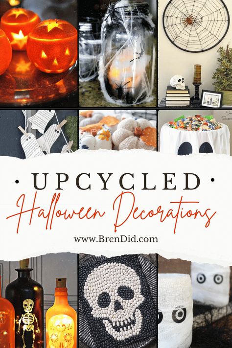 Can Halloween Crafts, Repurpose Halloween Decor, Diy Halloween Decorations Upcycle, Upcycled Halloween Crafts, Coffee Can Halloween Crafts, Upcycled Halloween Decor, Sustainable Halloween Decorations, Recycled Halloween Crafts, Eco Friendly Halloween Decor