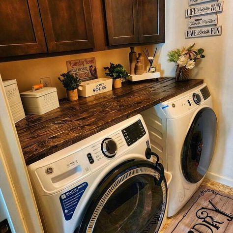 Washer and Dryer Topper, Laundry Room Organization, Farmhouse Laundry Topper, Washer and Dryer Wood Table Top, Laundry Furniture, Laundry - Etsy Laundry Topper, Laundry Furniture, Laundry Gifts, New Washer And Dryer, Trailer Decor, Farmhouse Laundry, Laundry Room Remodel, Laundry Decor, Small Laundry