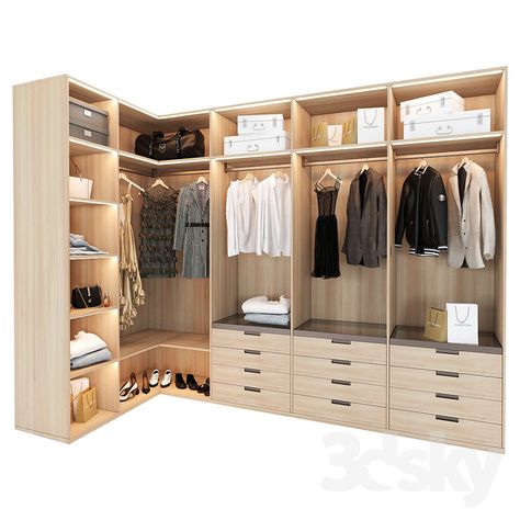 3d models: Wardrobe & Display cabinets - Dressing room_7 Dressing Room Cabinets, Beige Dressing Room, Dressing Room Plan, Dressing Room Layout, Wood Dressing Room, Wardrobe Cabinet Design, Dressing Room Small, Dressing Angle, Small Dressing Room Ideas