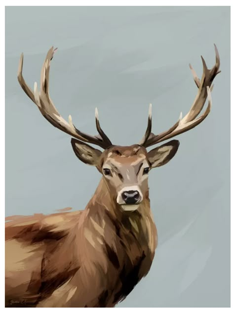 Ren Geyiği, Deer Art Print, Deer Wall Art, Deer Painting, Animal Drawings Sketches, Spirit Animal Art, Painting Canvases, Deer Art, Christmas Paintings