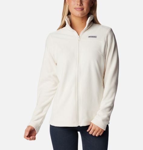 Stay cozy on-the-go in this microfleece jacket. Nursing Jackets, White Fleece, Columbia Fleece, Columbia Jacket, White Jacket, Columbia Sportswear, Cotton Jacket, Winter White, Outdoor Outfit