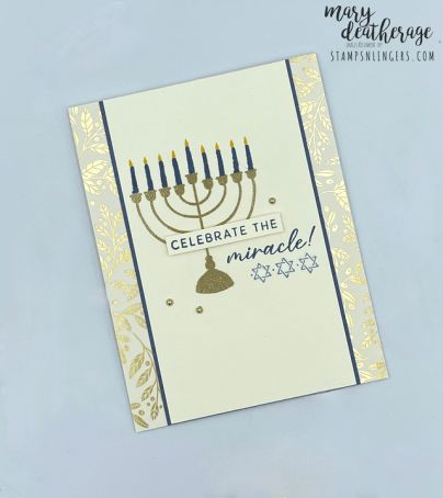 Stampin’ Up! Celebrate the Miracle Hanukkah Card with Video Tutorial | Stamps – n - Lingers Hannakuh Cards, Hanukkah Cards Handmade, Handmade Cards Diy, Hanukkah Cards, Send Love, Stampin Up Project, Jewish Holiday, Jewish Holidays, Happy Hanukkah