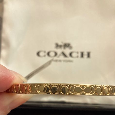 Fashion Bangle 3/8” Thick 2.5” Wrist Opening Debossed C Pattern Coach Bracelets, Coach Bangle, Xoxo Jewelry, Gold Bracelets Stacked, Princess Jewelry, Jewelry Staples, Coach Jewelry, Jewelry Accessories Ideas, Dope Jewelry