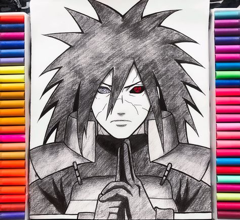 Madara Pencil Sketches, Madara With Susanoo Drawing, Drawing Of Madara Uchiha, Reanimated Madara Uchiha, Uchiha Madara Drawing Pencil, Madara Uchiha Painting, Madara Uchiha Outline, Madara Uchiha Drawing Pencil Easy, How To Draw Madara