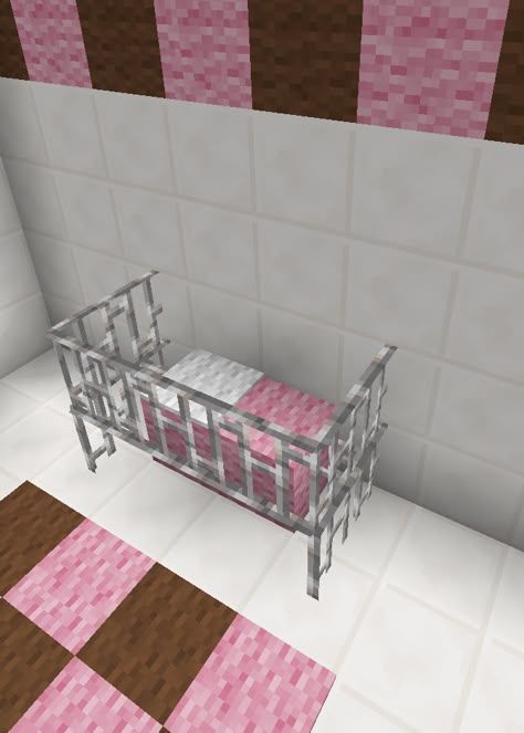 Minecraft Baby Room Bed Crib Furniture Minecraft Baby Room, Minecraft Couch, Deco Minecraft, Minecraft Poster, Minecraft Furniture Ideas, Minecraft Baby, Minecraft Decoration, Bed Crib, Minecraft Interior Design