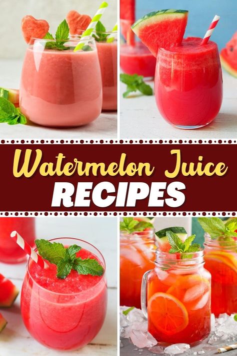 Cool, refreshing, and absolutely stunning, these quick and easy watermelon juice recipes are just what you need to beat the heat on a hot summer's day. Watermelon Juice Recipes, Watermelon Recipes Drinks, Breakfast Drinks Healthy, Watermelon Juice Recipe, Watermelon Recipe, Yummy Fruit Smoothies, Juice Smoothies Recipes, Frozen Watermelon, Recipes For Summer