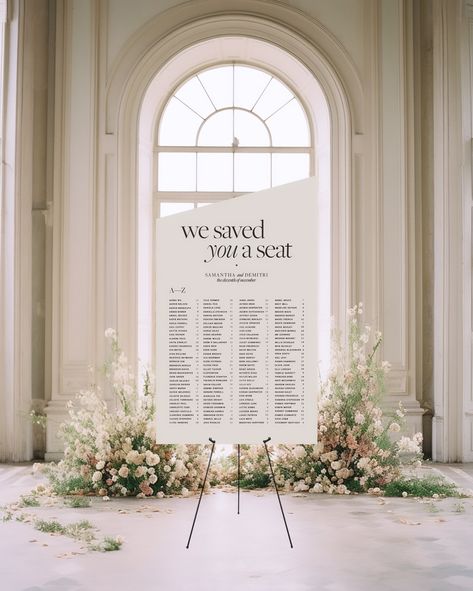 get a little edgy with your signage 🤩 Wedding Modern Art, 80 Person Wedding Seating, Large Wedding Seating, Wedding Seating Chart Display, Wedding Reception Details, Table Seating Chart, Wedding Table Seating, Table Assignments, Classic Elegant Wedding