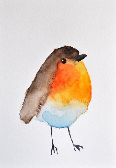 Watercolor Robin, Akvarel Illustration, Step By Step Watercolor, Watercolor Paintings For Beginners, Watercolour Inspiration, Soyut Sanat Tabloları, Watercolor Paintings Easy, Seni Cat Air, 수채화 그림