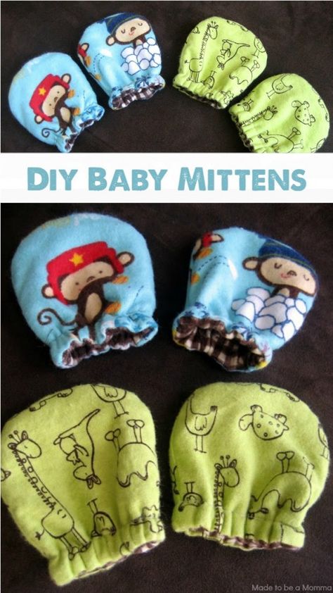 Presente Diy, Sew Projects, Diy Baby Shower Gifts, Diy Bebe, Diy Baby Gifts, Baby Mittens, Costura Diy, Baby Sewing Projects, Baby Announcements