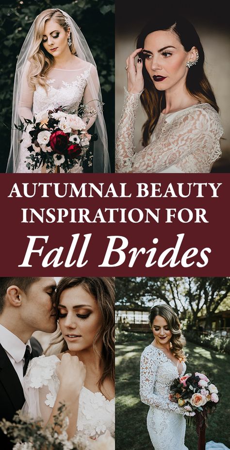 Here's how you can perfectly channel some fall vibes into your bridal look Wedding Nails Fall, Fall Bridal Makeup, Bold Nails, Fall Wedding Makeup, Wedding Day Nails, Wedding Hairstyles And Makeup, Berry Lips, Autumn Bride, Wedding Crashers