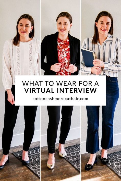 What To Wear For A Virtual Interview, Woman Interview Outfit, Zoom Interview Outfit Women, Virtual Interview Outfit Women, Zoom Outfits Women, Zoom Interview Outfit, Virtual Interview Outfit, Zoom Interview, College Interview