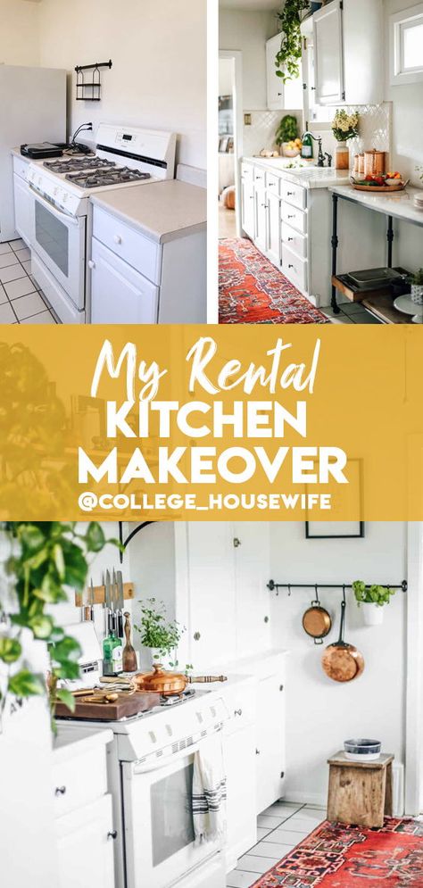 Renters Kitchen, Cozy Academia, Rental Makeover, Rental Kitchen Makeover, Ugly Kitchen, Welcome To My Kitchen, Rental Friendly, Scandinavian Kitchen Design, Rental Kitchen