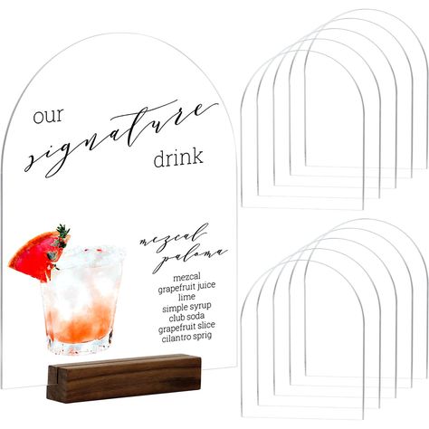 PRICES MAY VARY. ✨PACKAGE INCLUDES: 10 Pieces 8”x10” clear arch acrylic signs, smooth edges,1/8 inch thick. ( PlEASE NOTE THE WOOD STAND IS NOT INCLUDED! )Each arch acrylic pieces Has A Protective Film On Both Sides To Prevent Scratches and when you are ready to use it, you should peel it off. ✨ CLEAN LINES & SMOOTH EDGES: These modern arch acrylic sign are made out of 1/8 inch thick clear acrylic material. We love the sleek, clean lines of these wedding acrylic signs, they are a beautiful weddi Wedding Acrylic, Acrylic Blanks, Acrylic Signs, Linen Store, Bar Menu, Signature Drinks, Party Centerpieces, Smooth Edges, Acrylic Sheets