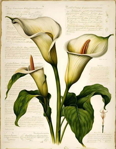 Botanicals: Calla Lily. Digital Downloads for Cards Puzzles - Etsy Botanical Drawing, Scrapbooking Journal, Cricut Wedding, Illustration Botanique, Vintage Botanical Prints, Wedding Props, Plant Illustration, Botanical Drawings, Scrapbook Journal