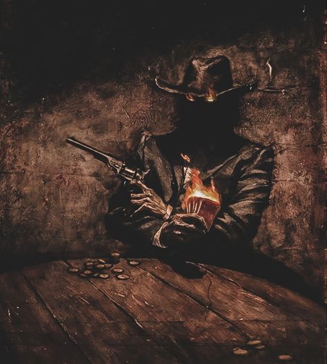 Bounty Hunter Cowboy, Evil Cowboy Aesthetic, Latino Cowboy Aesthetic, Gothic Gunslinger, Dark Gunslinger, Gunslinger Wallpaper, Gunslinger Aesthetic, Gunslinger Rpg, Old Gunslinger