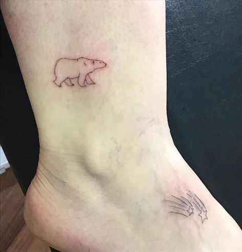 Bear Ankle Tattoo, Bear Moon Tattoo, Bear Paw Tattoos For Women, Brown Bear Tattoo, Fine Line Bear Tattoo, Polar Bear Tattoos, Tiny Bear Tattoo, Bear Outline Tattoo, Simple Bear Tattoo