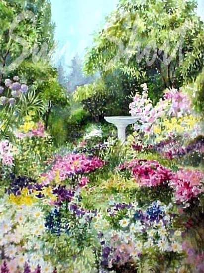 Watercolor Gardens - Flower Garden Paintings by Susie Short Garden Paintings, Garden Drawing, Garden Watercolor, Belle Nature, Watercolour Inspiration, Garden Painting, Watercolor Flowers Paintings, Garden Care, Watercolor Inspiration