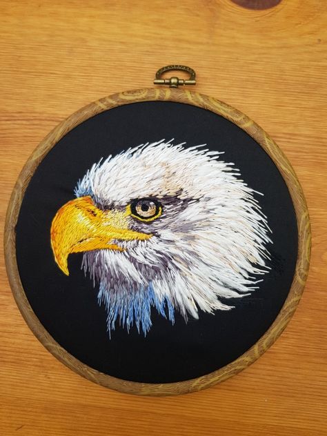 Eagle Embroidery, Pretty Embroidery, Animal Embroidery, Boys Shirt, Needle Art, Embroidery Inspiration, Hoop Art, Bead Jewellery, Craft Work