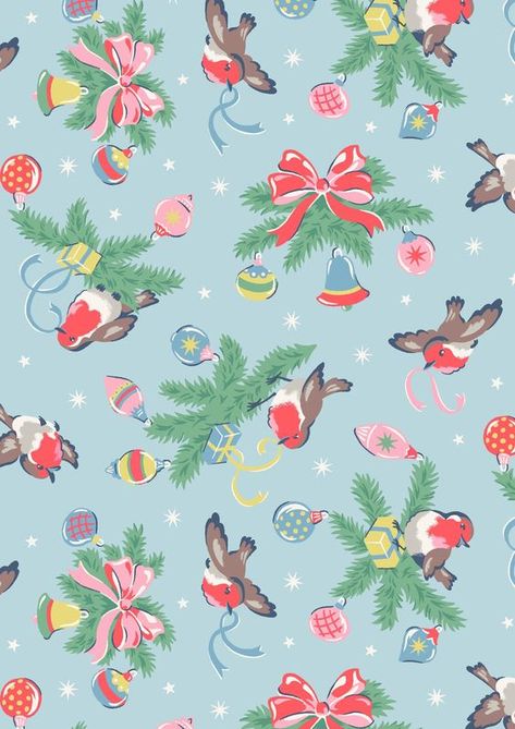 Cath Kidston Wallpaper, Cath Kidston Christmas, Christmas Wallpaper Iphone, Vintage Christmas Wrapping Paper, Iphone Art, Vintage Christmas Images, Christmas Card Art, Vintage Wrapping Paper, Wrapping Papers