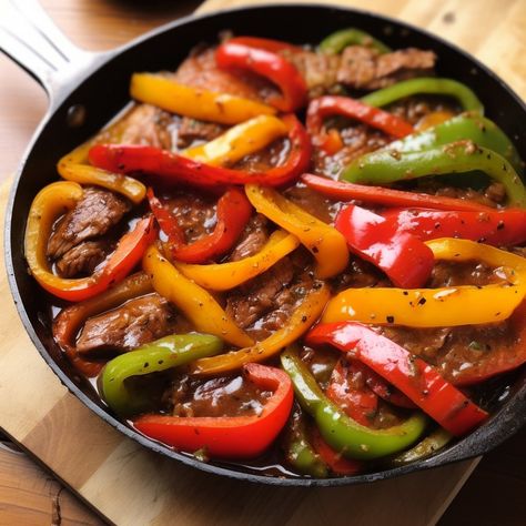 Easy Pepper Steak Peper Steak, Beef Pepper Steak, Crockpot Pepper Steak, Baked Bbq Ribs, Crockpot Stuffed Peppers, Pepper Steak Recipe, Recipes With Fish Sauce, Fried Turkey, Sirloin Steak