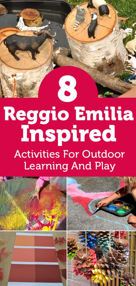 8 Reggio Emilia-Inspired Activities for Outdoor Learning and Play Reggio Emilia Art Projects, Reggio Art Activities, Reggio Emilia Toddler, Reggio Emilia Art, Outdoor Classroom Activities, Nature Based Classroom, Provocations Reggio, Reggio Emilia Preschool, Toddler Fine Motor Activities