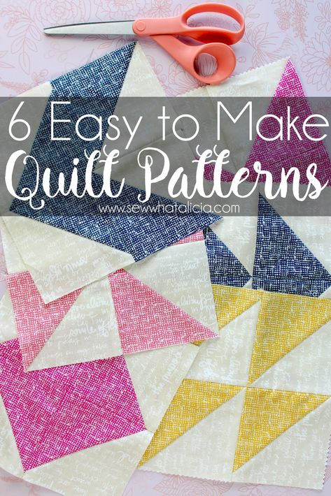 Half Square Triangles - 6 Easy Quilt Blocks and Patterns: This tutorial will teach you how to sew a half square triangle. It also includes 6 fun quilt designs using the half square triangle. Click through for the full tutorial and patterns. | www.sewwhatalicia.com Triangle Quilt Block, Easy Quilt Blocks, Half Square Triangle Quilts Pattern, Triangle Quilt Pattern, Half Square Triangle Quilts, Easy Quilt, Half Square Triangle, Quilt As You Go, Triangle Quilt