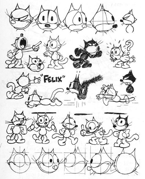 Fooli Cooli, 1930s Cartoons, Cat Cartoons, رسم كاريكاتير, Character Design Cartoon, Cartoon Cats, Cartoon Style Drawing, Felix The Cat, Character Model Sheet