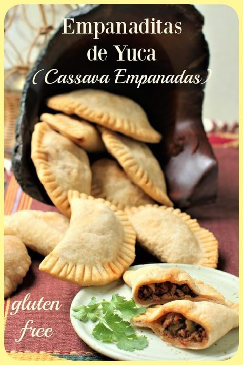 These gluten free empanadas are made from cassava flour. The dough is easy to roll and wonderfully crisp and chewy when shallow-fried. The savory ground beef filling is loaded with flavour. A fantastic Dominican street food you can easily make at home! #empanadas #glutenfreeempanadas #dominicanfood #caribbeanfood Aip Beef Empanadas, Cassava Recipes Dishes, Cassava Empanadas, Yuca Empanadas, Gluten Free Empanadas, Dominican Dishes, Empanada Recipes, Yuca Recipes, Cassava Recipe