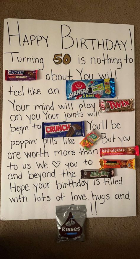 Candy messages Candy Present Ideas, Candy Poems, 50th Birthday Ideas, Candy Messages, Old Man Birthday, Candy Letters, Candy Card, Funny Candy, Candy Quotes