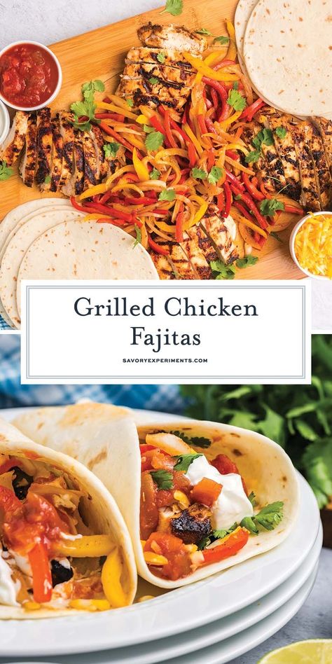 My Grilled Chicken Fajitas are a simple and healthy meal that you can have ready in under 30 minutes and make for the perfect weeknight meal! Grilled Chicken Fajita Recipe, Chicken Fajita Seasoning, Grilled Chicken Fajitas, Chicken Fajita Recipe, Tasty Chicken, Healthy Summer Dinners, Easy Chicken Dinner Recipes, Chicken Fajita, Dinner Meal