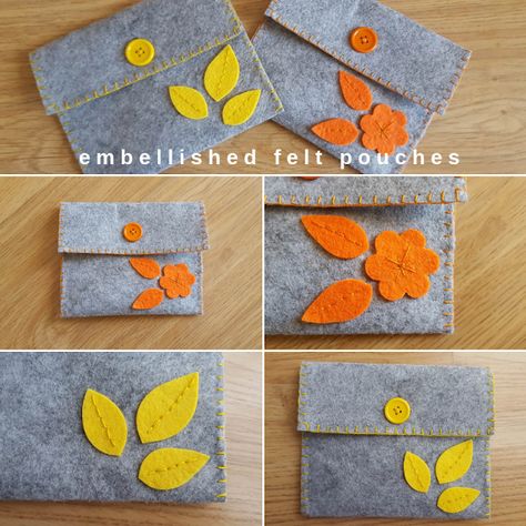 Envelope Jewelry, Yellow Envelope, Earbud Holder, Felt Case, Felt Pouch, Felt Crafts Diy, Felt Ideas, Felt Gifts, Purse Organizer