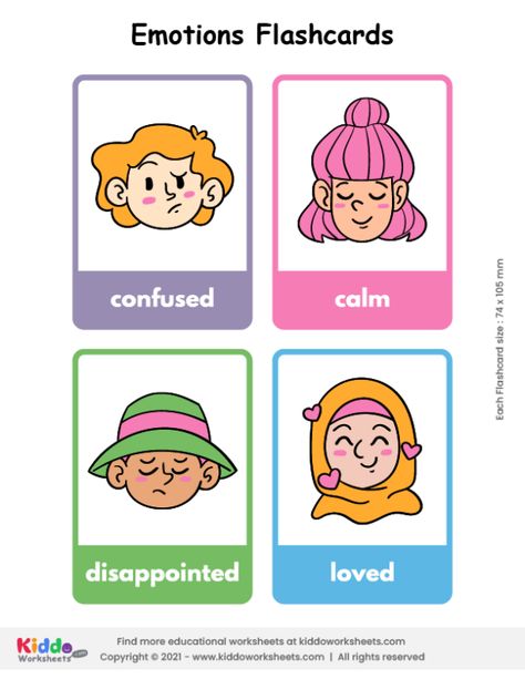 Download this free printable Emotions Flashcards The flashcard pdf Contains 24 Cards Full Page Size : 8 x 11 in 4 picture cards per page Each Flashcard size : 74 x 105 mm Emotions Flashcards, Emotion Cards, Kids Bulletin Boards, Teaching Emotions, Emotions Preschool, Emotions Cards, Free Printable Flash Cards, Printable Flash Cards, Educational Worksheets