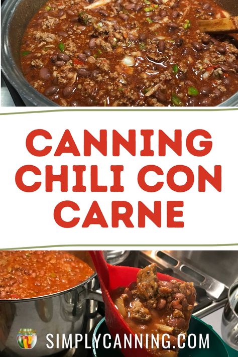 How to can chili at home! 🌶️🥫 Easy guide for preparing and pressure canning chili with meat and beans. https://www.simplycanning.com/how-to-can-chili/ Canning Homemade Chili With Meat, Canning Chicken Chili, Canning Chili Recipes, Canning Chilli Beans, Canning Chili Beans Recipe, Canning Homemade Chili, How To Can Chili, Canning Beans Recipes, How To Can Chili With Meat