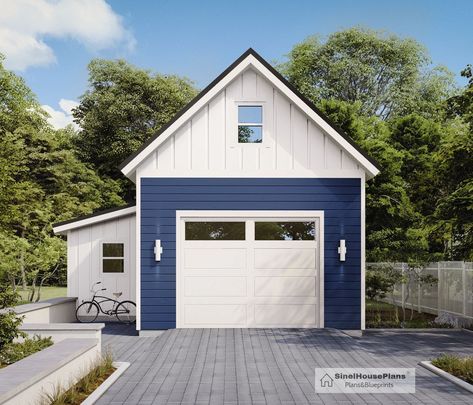 Garage With Bunkhouse, Single Car Garage With Loft, Garage With Loft Plans, 1 Car Garage Plans, Garages With Living Quarters, Detached Garage With Loft, Garage With Bathroom, One Car Detached Garage, Garage Loft Apartment