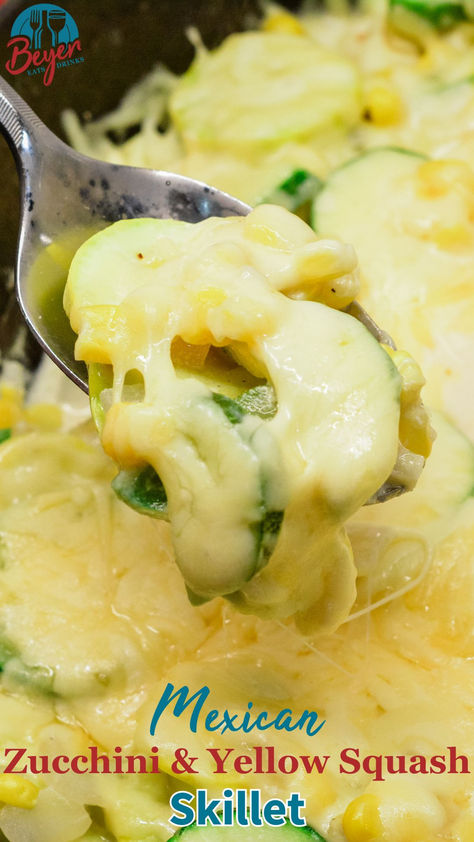 Looking for a quick, healthy, and flavorful dish? Try this Mexican Zucchini and Yellow Squash Skillet with cheese, jalapeños, and corn! It's perfect as a side or a light main dish. Ready in under 30 minutes, this one-pan recipe is easy, delicious, and packed with nutrients. Pin it now for your next meal! #SkilletMeal #Castironskillet #Zucchini #SummerSquash #gardenrecipe Mexican Style Zucchini, Squash Mexican Recipes, Mexican Zucchini Side Dish, Mexican Squash And Zucchini Recipes, Yellow Squash Pizza, Mexican Squash Recipes, Squash And Zucchini Recipes, Mexican Squash, Recipe With Cheese