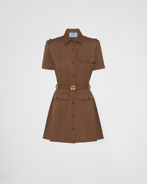 Cork Beige Gabardine Mini-dress | PRADA Prada Dress, Triangle Logo, Looks Chic, Van Cleef Arpels, Look Vintage, Fashion Mode, Dolce & Gabbana, Lady Dior, Military Fashion