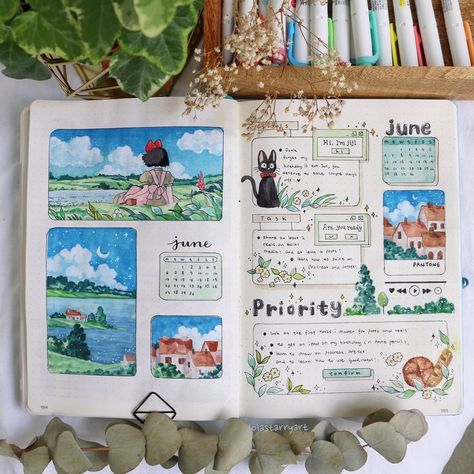 Journaling Planner, Bullet Journal Ideas Templates, 동화 삽화, Bullet Journal Paper, Bulletin Journal Ideas, Kiki's Delivery Service, Bullet Journal Aesthetic, Bullet Journal Diy, Kunst Inspiration