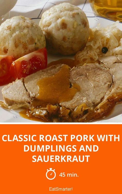 Sauerkraut And Dumplings Recipes, German Pork Roast Recipes, Pork Sauerkraut And Dumplings, Sausage And Sauerkraut Recipes, Pork Roast Sauerkraut, Dumplings And Sauerkraut, Pork Roast And Sauerkraut, Leftover Chicken Recipes Easy, Pork And Sauerkraut