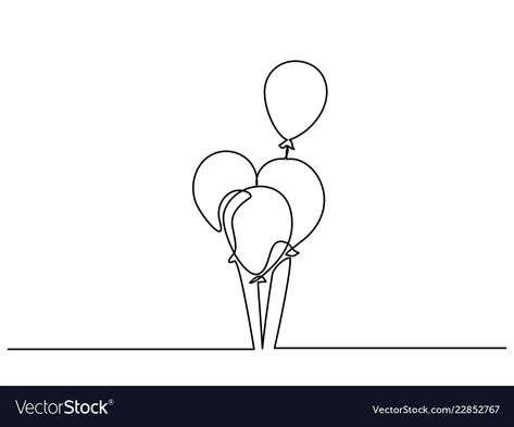 Balloon Line Art, Line Drawing Abstract, Line Animation, Line Sketch, One Line Drawing, Continuous Line Drawing, Line Art Tattoos, Vintage Icons, Continuous Line