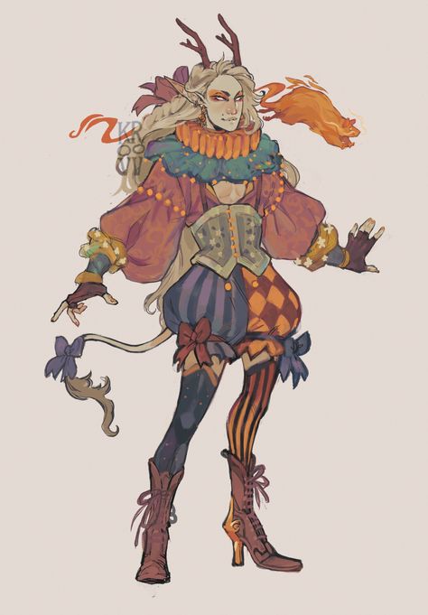 by kroov Jester Costume, Circus Characters, A Clown, Dungeons And Dragons Characters, Dnd Art, Wow Art, Arte Fantasy, Character Design References, Character Creation