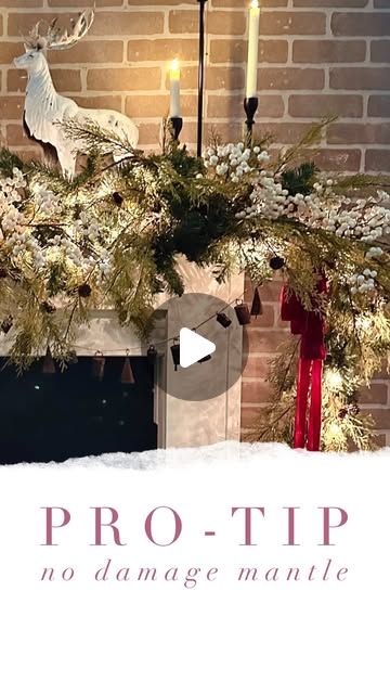 Treetime Christmas Creations on Instagram: "💥No-Damage Mantle Hack!💥 Links Below ⬇️

Want to decorate your mantle without damaging it with nails, hooks or adhesives? We’ve got a hack for that!

1. Get a board the approximate length and depth of your mantle (we used a 1x8 cut to 5’)
2. Paint or stain the board to match your existing mantle, let dry completely
3. Attach cup-hooks to one side (we used 4 evenly spaced)
4. Place your board on top of your mantle, cup-hook side up/forward
5. Decorate!

⭐️ Comment MANTLE and we’ll send you links to the decor we used above including our best-selling Royal Fireside Garland✨

⭐️ Follow @treetimechristmascreations for more tips & tutorials and be the first to see our decor before it sells out!

#christmas #christmasdecor #christmasdecorating #christ How To Attach Garland To Mantle, Christmas Mantal, Mantle Christmas Decor Ideas, How To Hang Garland On Mantel, Christmas Mantle Ideas, Christmas Garland Mantle, Christmas Mantle Decor, Cup Hooks, Holiday Garlands